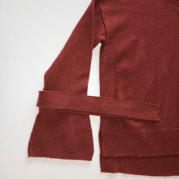Madewell Maroon Flare Sleeve Tie Cuff Crewneck Knit Sweater Sz S - Picture 5 of 7
